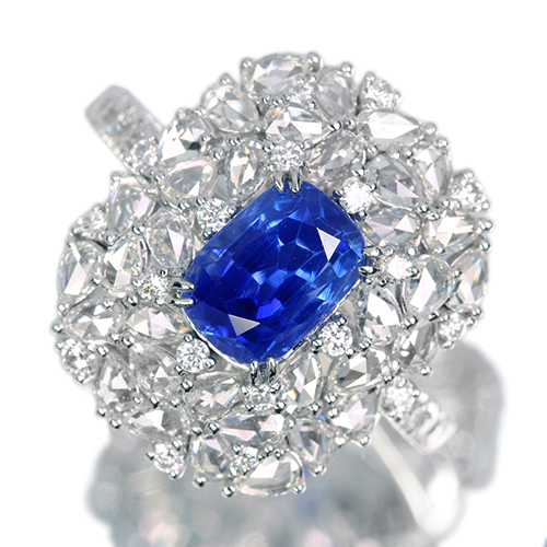 新着＞ カシミール産非加熱ブルーサファイア 2.0ct ダイヤモンド