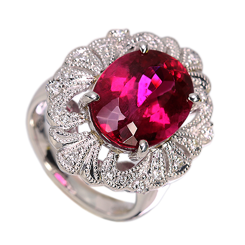 ルベライト 約7.8ct ダイヤモンド 0.2ct プラチナ リング(指輪)【品質