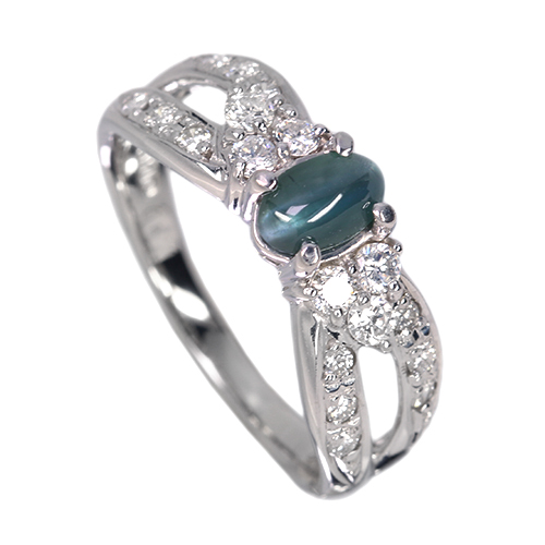 アレキサンドライトキャッツアイ 0.6ct ダイヤモンド 約0.4ct プラチナ 