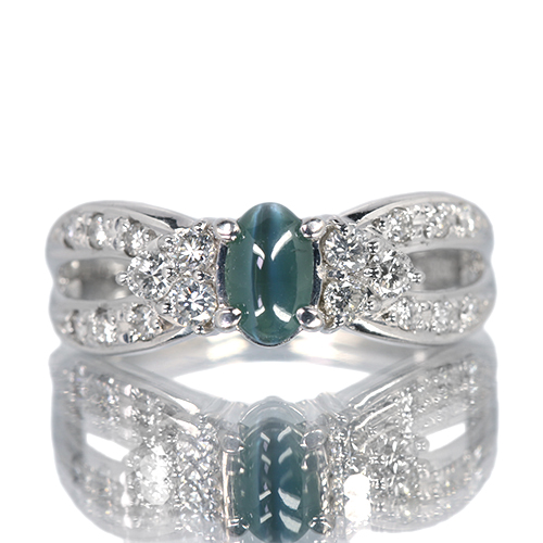 アレキサンドライトキャッツアイ 0.6ct ダイヤモンド 約0.4ct プラチナ 