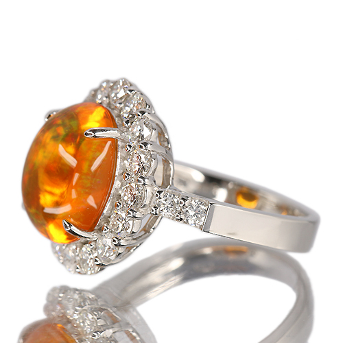 メキシコ産ファイアオパール 6.6ct ダイヤモンド プラチナ