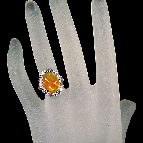 メキシコ産ファイヤオパール 7.7ct ダイヤモンド 1.3ct プラチナ