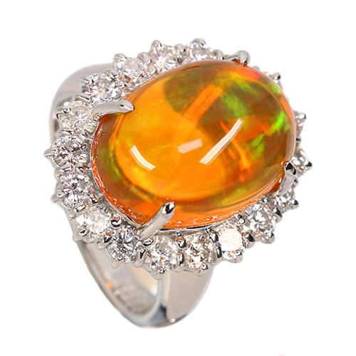 メキシコ産ファイヤオパール 7.7ct ダイヤモンド 1.3ct プラチナ