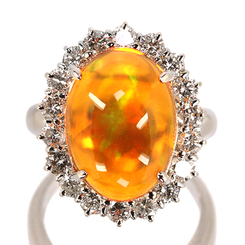 メキシコ産ファイヤオパール 7.7ct ダイヤモンド 1.3ct プラチナ