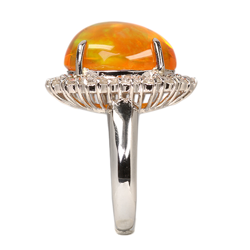 メキシコ産ファイヤオパール 7.7ct ダイヤモンド 1.3ct プラチナ