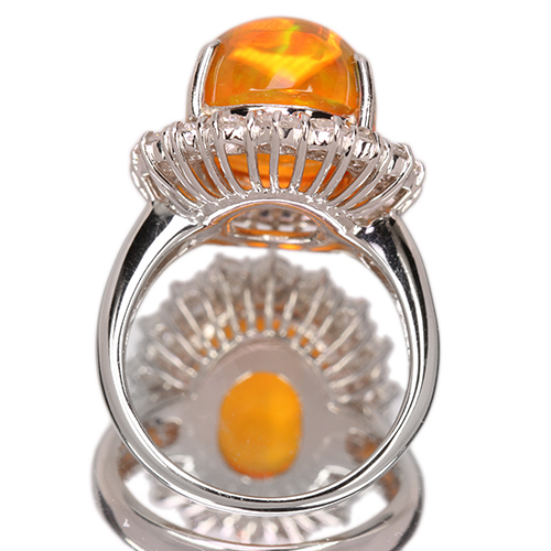 メキシコ産ファイヤオパール 7.7ct ダイヤモンド 1.3ct プラチナ