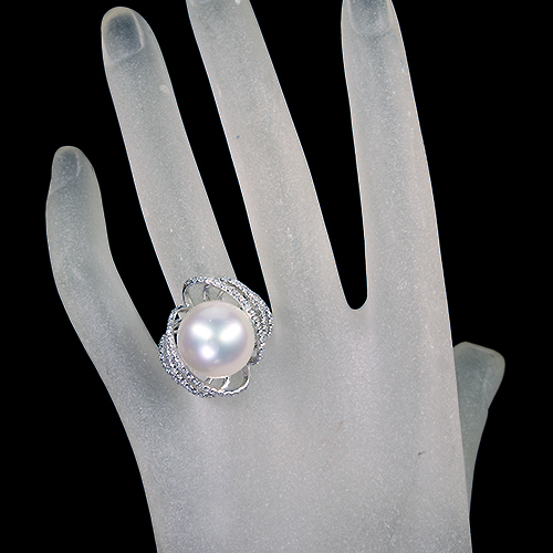 第432回抽選販売＞南洋白蝶真珠 15㎜ ダイヤモンド 約0.7ct