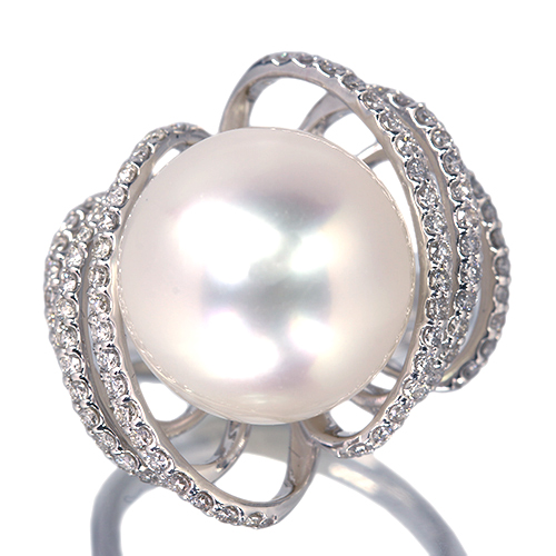 ロビン　白蝶真珠 ダイヤリング 15.5ミリ D1.053ct 超大粒 ロビン 白蝶真珠 ダイヤリング 15.5ミリ D1.053ct 超大粒 楽天