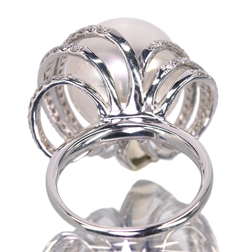 第432回抽選販売＞南洋白蝶真珠 15㎜ ダイヤモンド 約0.7ct ホワイト