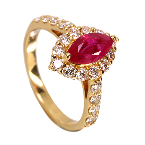 ミャンマー産(ビルマ産)ルビー 1.0ct ダイヤモンド 0.8ct イエロー