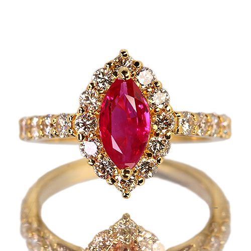 ミャンマー産(ビルマ産)ルビー 1.0ct ダイヤモンド 0.8ct イエロー