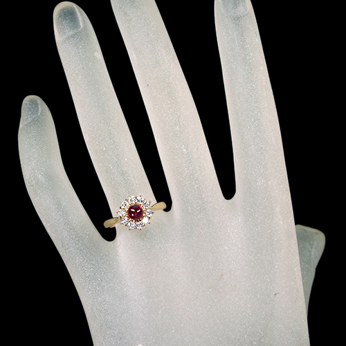 ルビー(カボション) 0.7ct ダイヤモンド 0.4ct イエローゴールド