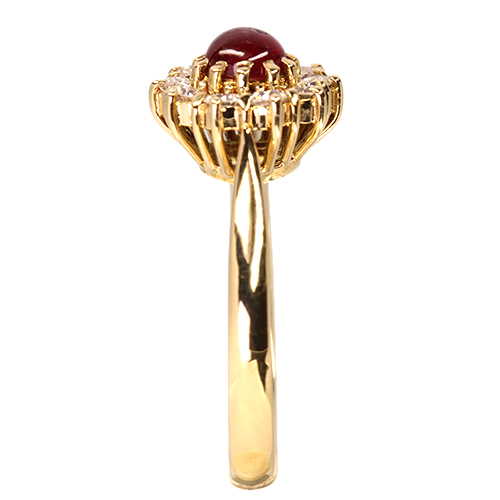 ルビー(カボション) 0.7ct ダイヤモンド 0.4ct イエローゴールド