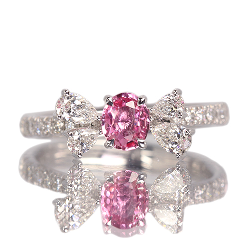 パパラチアサファイア 0.5ct ダイヤモンド 0.5ct プラチナ リング(指輪