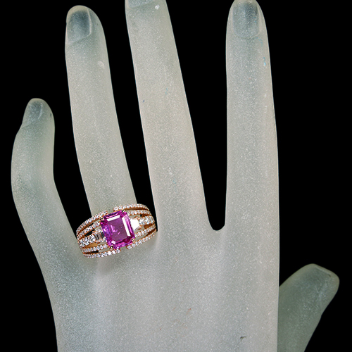 ピンクサファイア 2.6ct パープルサファイア 1.1ct ダイヤモンド