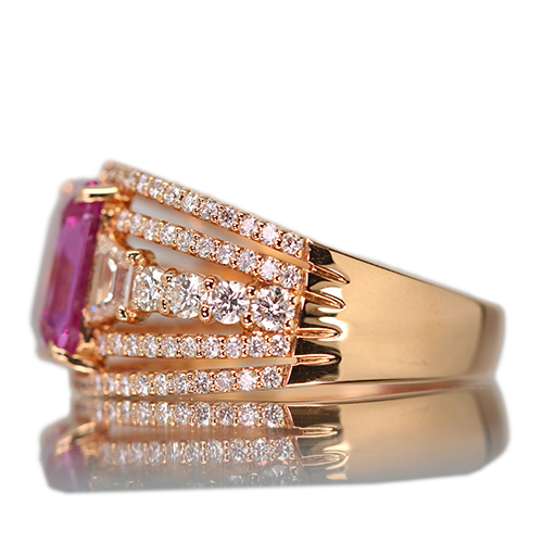 ピンクサファイア 約3.6ct ダイヤモンド 1.2ct ピンクゴールド リング