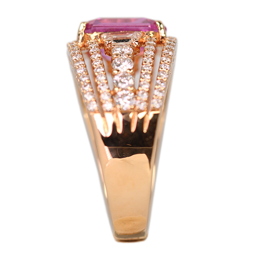 ピンクサファイア 約3.6ct ダイヤモンド 1.2ct ピンクゴールド リング