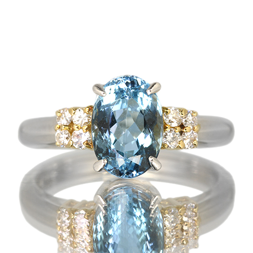 サンタマリアアクアマリン 2.1ct ダイヤモンド 0.2ct プラチナ リング