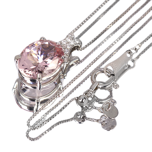 モルガナイト 2ct ダイヤモンド プラチナ ネックレス【品質 モルガナイト 2ct ダイヤモンド プラチナ ネックレス【品質