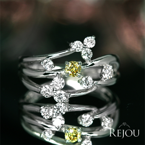イエローダイヤモンド 0.122ct/FIOY/VS2 ダイヤモンド 約0.4ct 