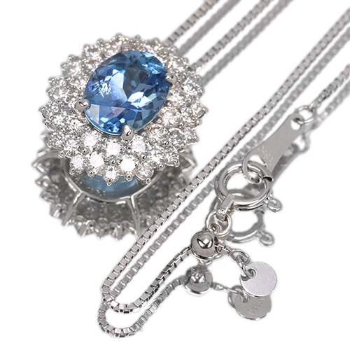サンタマリアアクアマリン 1.4ct ダイヤモンド 1.1ct プラチナ