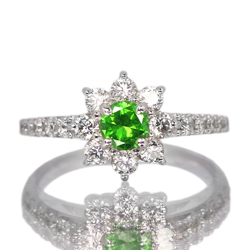ロシア産デマントイドガーネット 0.38ct ダイヤモンド 0.6ct プラチナ
