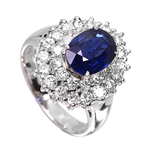 非加熱 ブルーサファイア ダイヤ 3ct サファイア リング ミャンマー産 非加熱 ブルーサファイア ダイヤ 3ct サファイア リング