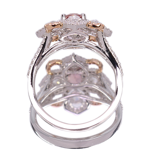 非加熱パパラチアサファイア 0.8ct ダイヤモンド 0.8ct プラチナ