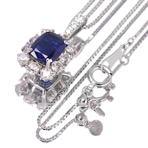 非加熱ブルーサファイア 1.4ct ダイヤモンド 0.6ct プラチナ