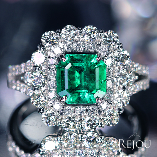 最高品質 コロンビア産 VIVID GREEN 天然エメラルド リング 11号 コロンビア産エメラルド(Vivit Green) 約1.2ct ダイヤモンド 1.0