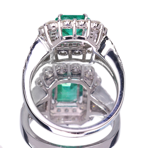 Green 0.87ctルビー&0.65ctダイヤモンドプラチナリング コロンビア産エメラルド(Vivit Green) 約1.2ct ダイヤモンド 1.0