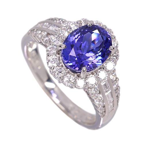 タンザナイト 2.2ct ダイヤモンド 0.9ct プラチナ リング(指輪)【品質