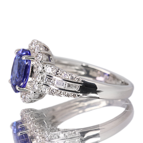 タンザナイト 2.2ct ダイヤモンド 0.9ct プラチナ リング(指輪)【品質