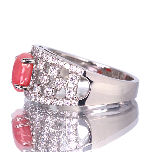 コンクパール 1.2ct ダイヤモンド 0.6ct プラチナ リング(指輪)【品質