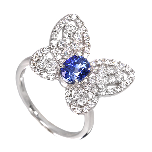 コーンフラワーブルーサファイア 1.3ct ダイヤモンド 0.6ct
