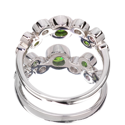Ptデマントイドガーネット ダイヤモンドリング プラチナ ダイヤ ロシア産デマントイドガーネット 0.6ct ダイヤモンド 約0.2ct