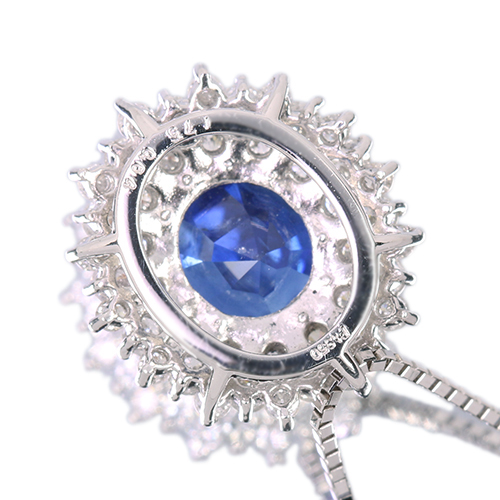 非加熱ブルーサファイア 1.7ct ダイヤモンド 0.6ct プラチナ