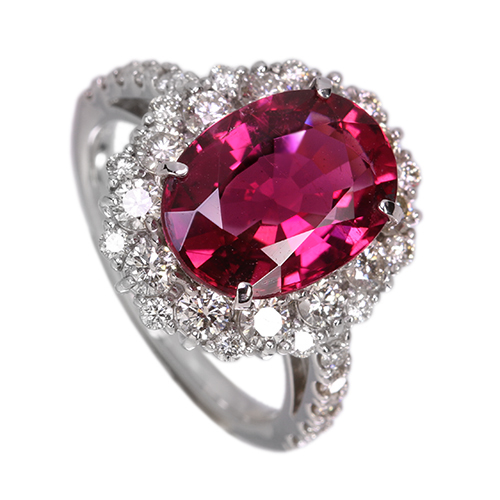 ルベライト 4ct ダイヤモンド 1ct プラチナ リング(指輪)【品質保証書