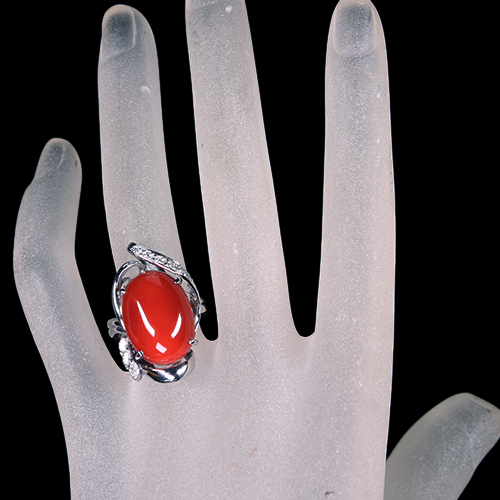 第441回抽選販売＞血赤珊瑚 12ct ダイヤモンド プラチナ リング