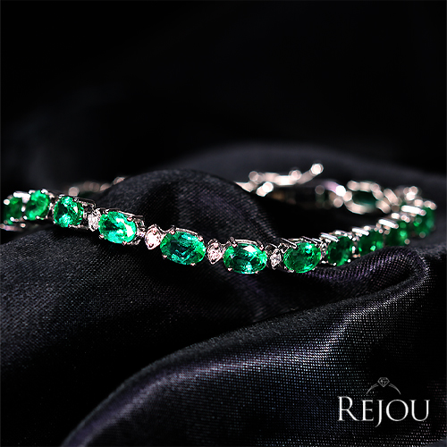 エメラルドブレスレット エメラルド 9ct ダイヤモンド 0.4ct ホワイトゴールド