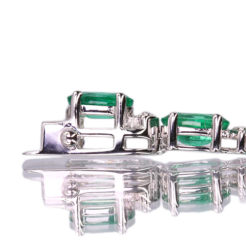 エメラルド 9ct ダイヤモンド 0.4ct ホワイトゴールド ブレスレット