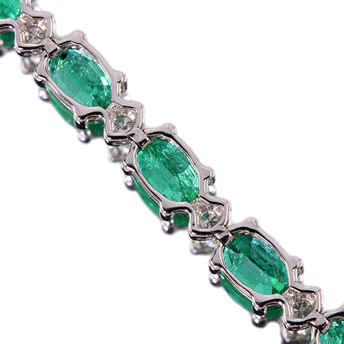 エメラルド 9ct ダイヤモンド 0.4ct ホワイトゴールド ブレスレット
