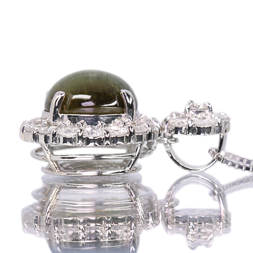 パーティカラートルマリンキャッツアイ 6.0ct ダイヤモンド 1.2ct