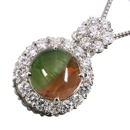 パーティカラートルマリンキャッツアイ 6.0ct ダイヤモンド 1.2ct