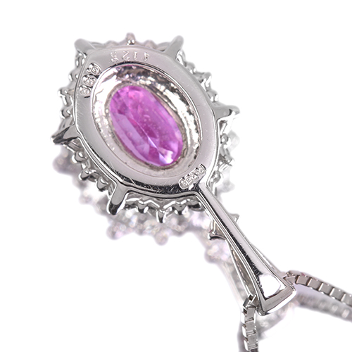 鑑別書付き Pt900 Pt850 ネックレス ピンクサファイア1.139ct ダイヤ0.60ct 約~45㎝ 約8.6g プラチナ