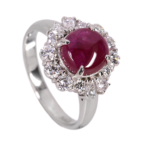 スタールビー 3.7ct ダイヤモンド 0.8ct プラチナ リング(指輪