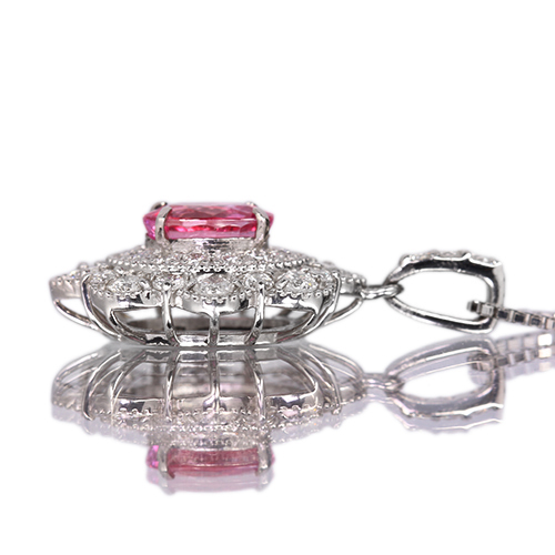 パパラチアサファイア 0.8ct ダイヤモンド 0.5ct プラチナ