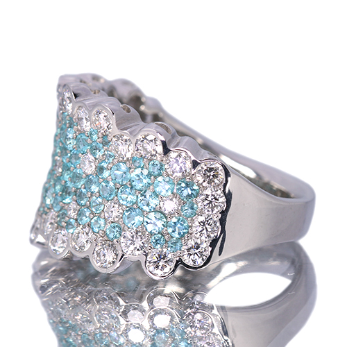 パライバトルマリン 1.1ct ダイヤモンド 1.4ct プラチナ リング(指輪