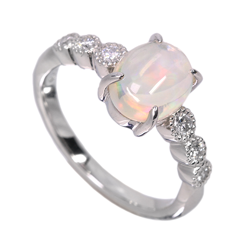 エチオピア産ウェロオパール 1.3ct ダイヤモンド プラチナ リング(指輪