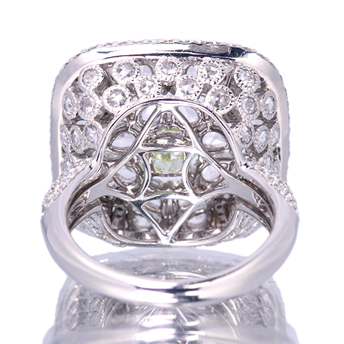 Green 0.87ctルビー&0.65ctダイヤモンドプラチナリング グリーンダイヤモンド 0.58ct/FIYG ピンクダイヤモンド 0.19ct